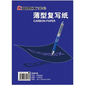 Comix D4016 Copy Carbon Papier Dupliceren Papier 100 Vellen Maat 182*225 Mm, Kleur: Blauw