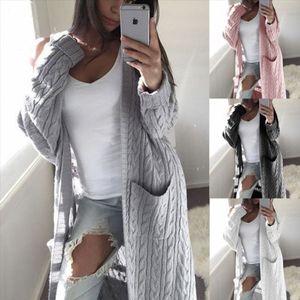 Open Vest Truien Vrouwen Lange Mouw Vrouwelijke Elegante Pocket Gebreide Bovenkleding Trui