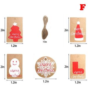 100 Pcs Kerst Papier Tag Kraft Tag Hang Label Met Plaid Diverse Patroon Voor Decorating 33 Voet touw Smr