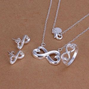 Vrouwen Sieraden Sets Engagement Zilver Kleur Lucky Infinity Ketting Earring Ring Sieraden Set Bruiloft Accessoires