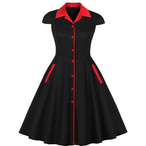 5XL 4XL Plus Size Zomer Vintage Katoen Zwarte Jurk Vrouwen Rockabilly Big Size 3XL Swing Retro Dress Party Feminino vestidos
