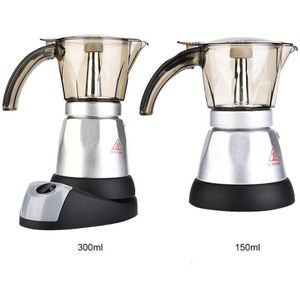 400W Koffiezetapparaat Draagbare Elektrische Espresso Machine 150/300Ml Aluminium Moka Percolator Pot Eu Plug 220V