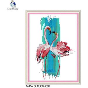 Flamingo Dans Diy Dier Patroon Kruissteek Kit 14CT 11CT Canvas Printing Borduren Handwerken Set Woondecoratie