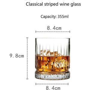 200-500Ml Strepen Vintage Whisky Wijnglas Klassieke Cocktail Bar Familie Wijn Tumbler Diamant Bodem Vodka Smoothie cup