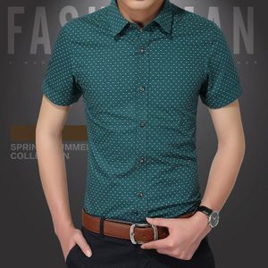 Zomer Mode Kleding Mannen Korte Mouw Polka Dot Slim Fit Shirt Casual Shirts Mannen Plus Size