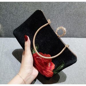 Elegante Kleine Bloem Reliëf Handtas Voor Vrouwen Vintage Lady Avond Party Purse Bag Velours Top Handvat Messenger Bag