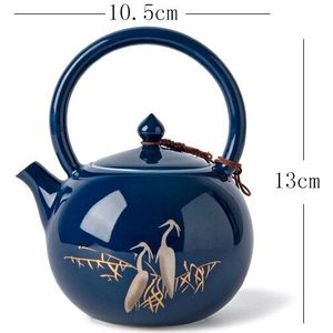 CHANSHOVA Retro stijl Kleur glazuur Zilverreiger Blauw Porselein theepot 230ml Keramische thee pot Traditionele chinese thee set