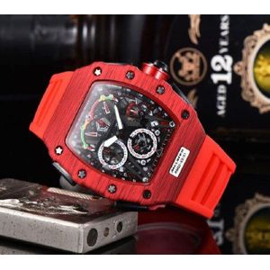 Top Digite Versie Skeleton Dial Ntpt Alle Carbon Fiber Patroon Case Japan Saffier Heren Horloges Rubber Sport Horloges
