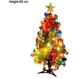 Mini Kerstboom Led Kunstmatige Kerstboom En Pine Cone Kleine Fruit Ster Ornament Snaar Licht Kerst Decoratie