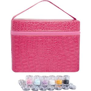 84 Flessen Pu Leer Diamant Schilderen Charms Rhinestones Tool Opbergtas Case Organizer Kralen Diamant Borduurwerk Opbergdoos