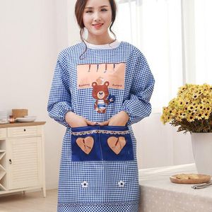 Fabriek Direct Koreaanse Mode Keuken Koken Schort Lange Mouw Vrouwelijke Volwassen Gown Leuke Anti-Jurk Met Mouwen Schort