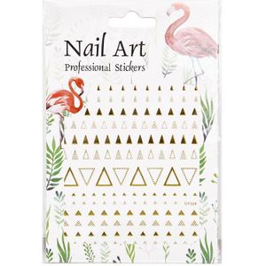 1 Pcs Goud Zilver 3D Nail Stickers Decals Geometrische Lijnen Driehoek Vierkante Maan Vorm Sticker Diy Nail Art Tips decoratie