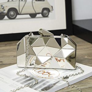 Goud Acryl Doos Geometrische Avondtasje Clutch bags Elegent Chain Handtas Voor Party Schoudertas Voor Bruiloft/Dating /Party