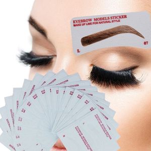 10/12/14Pcs Wenkbrauw Stencil Grooming Shaper Template Make Stickers Card Herbruikbare Eye Brow Cosmetische tool Voor Vrouwen