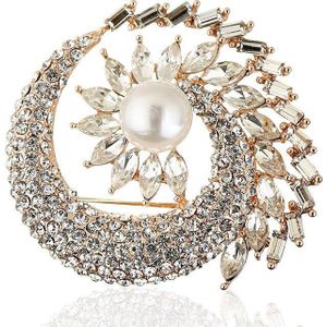 Broches Voor Vrouw Retro Bloem Legering Kristal Dames Dragen Broche Diamanten Sieraden Corsage Kleding Accessoires Badge Pinnen