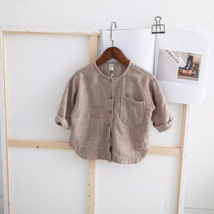 Herfst Peuter Jongens Shirts Lange Mouw Linnen Shirt Voor Kinderen Lente Kinderen Kleding Casual Katoenen Shirts Vest Tops