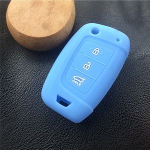 Silicone Rubber Autosleutel Case Cover hyundai Elantra Solaris Santa Fe Tucson Verna i35 i40 Genesis F 3 Knoppen flodingkey