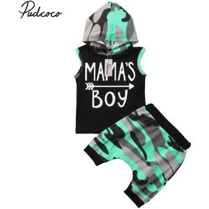 Brand Peuter Infant Baby Kids Jongens Outfits Mouwloze Hoodie T-shirt Top + Broek Pp Shorts Camo 2Pcs set Zomer Kleding
