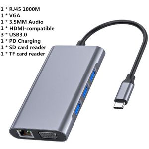 Usb C Hub Dock Station Usb Type C Hdmi-Compatibel Vga RJ45 Sd/Tf Kaartlezer Usb 3.0 hub 3.5Mm Jack Audio Voor Macbook Adapter