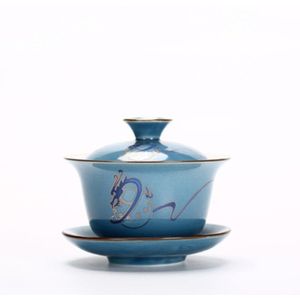 150Ml Jingdezhen Gaiwan Wit Porselein Terrine Keramische Cup Met Deksel Deksel Schotel Lotus Master Cup Kung Fu Thee Theewaar drinkware