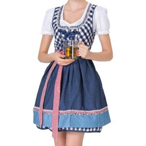 Traditionele Vrouwen Oktoberfest Dirndl Jurk Beierse Bier Maid Vrouwelijke Katoen Geborduurd Korte Mouwen Jurk