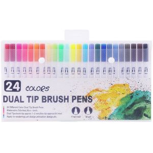 100 Kleuren Dual Tip Borstel Aquarel Markers Pen Art Fine Liner Tekenen Schilderen Graffiti Pen Schoolbenodigdheden