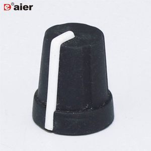 10 PCS 15X16 MM Gekartelde Controle 6 MM Potentiometer Knop Zwart Rubber Caps 18 Tanden Knurl As Gat diameter Met Wit Pointer