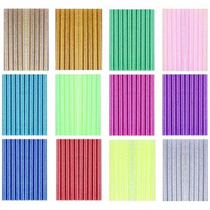 Hlzs-Veelkleurige Glue Sticks Glitter Bling-Bling Mini Melt Lijm Sticks 0.28in X 4in Voor Diy kleuren (12 Kleuren)