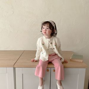 2022 Spring Baby Girl Knit Vest Flower Embroidery Girls Knit Vest Kids Girl Sleeveless Sweater Knitted Cardigan Jacket