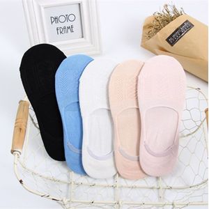 6 Pairs Womens Onzichtbare Sokken Zomer Non-Slip Siliconen Ademend Meisjes Boot Sok Pure Kleur Schattige Vrouwelijke Katoenen Sokken sox Meias