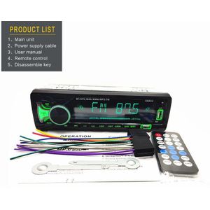 1DIN 12V Auto Radio Audio Bluetooth Stereo MP3 Speler Fm Ontvanger 60Wx4 Met Kleurrijke Verlichting Aux/Usb/tf Card In Dash Kit