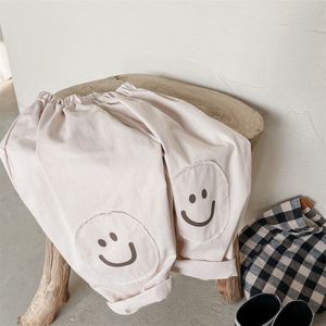 Herten Jonmi 2022 Lente Koreaanse Stijl Baby Kids Casual Losse Broek Cartoon Glimlach Applique Kinderen Haren Broek