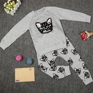 TANGUOANT Meisje Kleding Sets Cartoon Kat Sport Pak Kinderen Trui Lente En Herfst Lange t-shirt + Broek meisjes kleding set