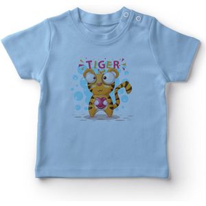 Angemiel Baby Holding Hart Tijger Baby Boy T-shirt Blauw