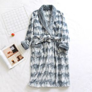 Mannen Winter Gewaad Warme Dikke Flanellen Pyjama Mannelijke Badjas Homewear Comfortabele Nachtkleding Home Kleding