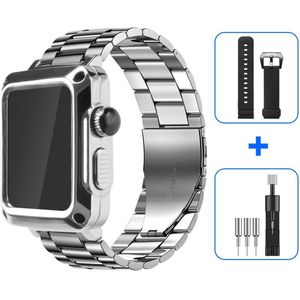 Case + Strap Voor Apple Horloge Band 44 Mm 42Mm 42Mm 40Mm Rvs Metalen Armband Voor iwatch Se 6 5 4 3 Beschermhoes