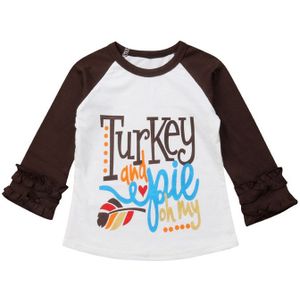 PUDCOCO Baby Jongen Meisje Turkije Lange Mouwen Katoenen T-Shirt Thanksgiving Outfits Set Pop Kids Animal Kleding 1-6 T