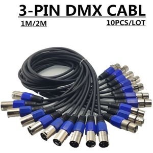 10Pcs/3-Pin Dmx Kabel (1M,2M,) led Par Podium Verlichting Dmx Signaallijn Dj Apparatuur