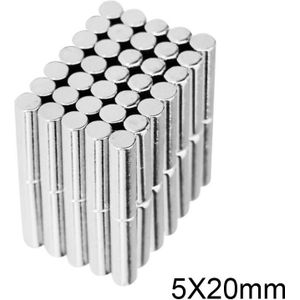 5 ~ 100 Stuks 5X20 Mm Zeldzame Aarde Magneten Diameter 5X20 Mm Kleine Ronde Magneten 5mm X 20 Mm Permanente Neodymium Magneten Sterke 5*20 Mm