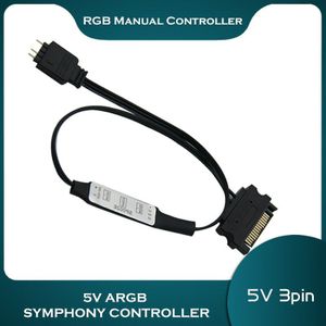 5V 3Pin Rgb Argb Aura Controller Handleiding Sata Voeding Led Verlichting Streep Fan Computer Case Waterkoeling Kit 35Cm