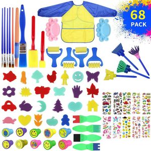 68 Stks/partij Baby Art Set Spons Schilderij Borstel Kid Plastic Verf Roller Speelgoed Seal Tekening Tool Voor School Briefpapier