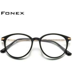 FONEX Titanium Optische Glazen Frame Mannen Retro Ronde Recept Bril Vrouwen Bijziendheid Acetaat Brillen Eyewear F85669