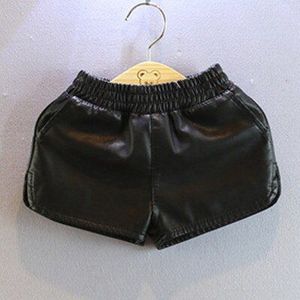 PU Lederen Shorts Meisjes Lederhosen Lente Herfst Elastische Taille All-Match Mode Zwarte Baby Meisje Kinderen Korte Broek 2-6 jaar