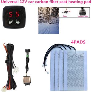 Universele Stoelverwarming Pads Carbon + 5 Wijzerplaat Dual Schakelaar Voor 12V Auto Styling Warm Zitkussen Ondersteuning autostoel Accessoire
