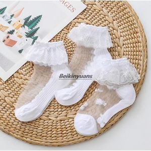 Zomer Kinderen Sokken Meisjes Kant Sokken Prinses Mesh Glas Zijden Kousen Meisjes Witte Sokken