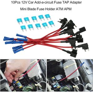 10Pcs 12V Auto Add-A-Circuit Fuse Tap Adapter Mini Blade Fuse Holder Atm Apm Circuit verzekering