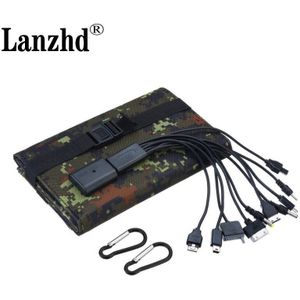 20W 5V Vouwen Opvouwbare Draagbare Zonne-lader Waterdicht Lading Zak Zon Power Bank Voor Telefoon Usb-poort Met 10-In-1 Usb-kabel