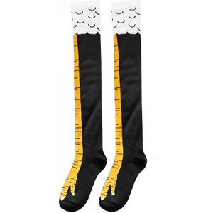 Grappige 3D Kip Teen Voeten Print Sokken Creatieve Cartoon Dier Dij Hoge Sokken Vrouwen Mannen Kip Voeten Cosplay Knie-hoge Kous
