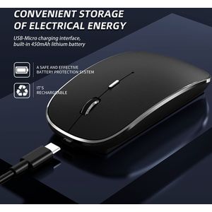Draadloze Muis Oplaadbare Draagbare Stille Usb En Type-C Dual Mode Muis 3 Verstelbare Dpi Voor Laptop, mac, Macbook, Android, Pc