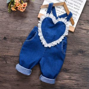 Baby Meisjes Overalls Baby Peuter Kleding Kant Jeans Voor 2-5T Kids Baby Denim Broek Katoenen Casual Broek jarretel Broek